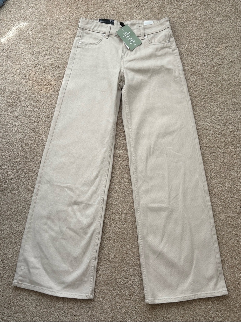 H&M Wide Low-Waist Jeans in Light Beige